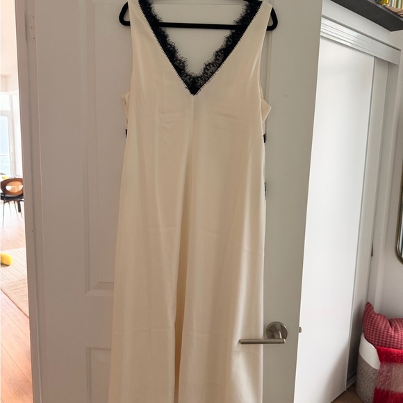 Anthropologie White Silk with Black Lace Dress - Picture 6 of 8